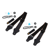 2 Sets Guitar Strap Kit with Padded Shoulder Cushion and Headstock Tie for Acoustic Electric Bass