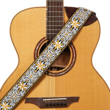 Vintage Embroidered Guitar Strap for Acoustic Electric Guitar, Folk Retro Adjustable Leather Ends, Color D Size 1