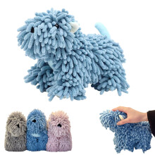 Cute Puppy Bathroom Hand Towels Blue Soft Fuzzy Chenille Hanging Towel with Easy Loop and Quick Dry Fabric