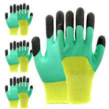 Men Safety Work Gloves 3 Pairs Green, Reinforced Grip Fingertips, Breathable Nitrile Coating for Construction and Garden