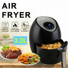 Uten 3.2L Digital Air Fryer 1500W Oil Free Healthy Cooker Compact Kitchen Oven with Timer Non Stick Basket Black
