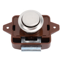Cabinet Push Button Latch Chrome Keyless Door Lock for RV Camper Caravan Yacht Brown Base