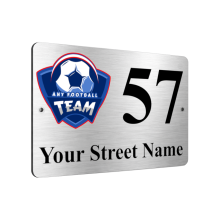 Custom Personalised Football Address Aluminium Metal Plaque Silver