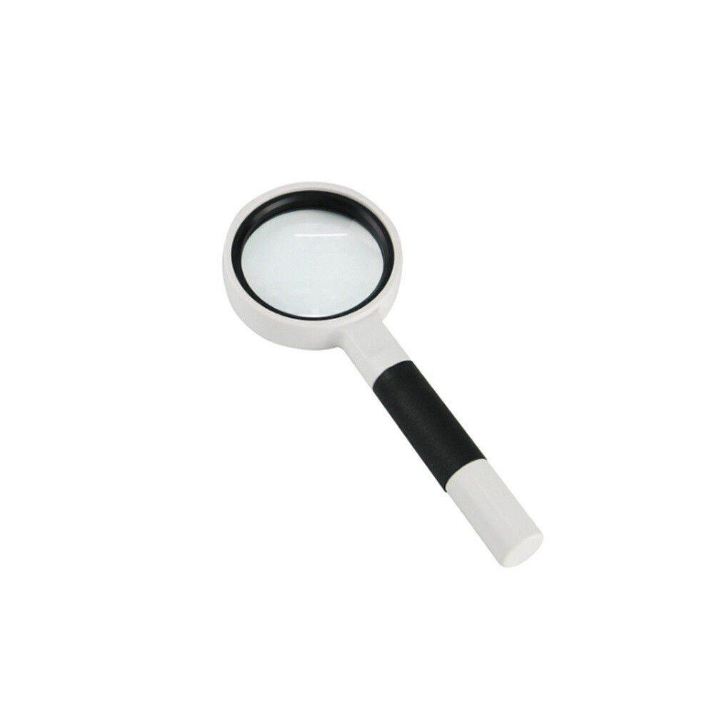 Hand-Held Reading Magnifier Glass Lens Anti-Skid Handle Old Man Reading Repair Identification Magnifying Glass, Specification: 50mm 7