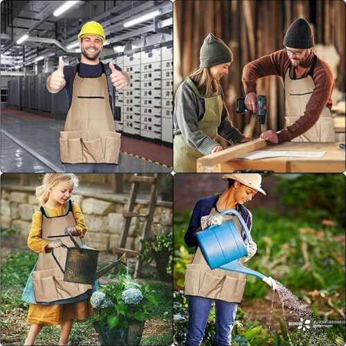 Ποδιά Συγκόλλησης, Ποδιά Εργασίας με Τσέπες, Ρυθμιζόμενο Κλείσιμο με Αγκράφα, 2