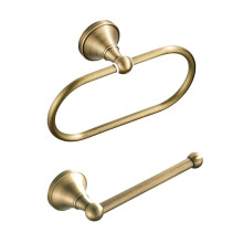 Brushed Copper Bathroom Accessories Set with Towel Rack and Toilet Paper Holder, Rust Resistant Design
