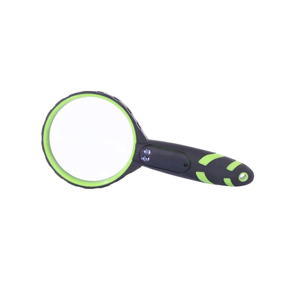 10X 75mm 2LEDs Shockproof Handheld Magnifying Glass For Reading Identification
