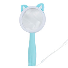 2275 Lente d'ingrandimento portatile 5X/10X a forma di animale dei cartoni animati per esperimenti scientifici per bambini (gatto blu)