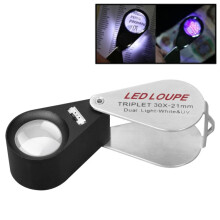 MG7802 30X 6LED+7UV Magnifying Glass for Jewelry Appreciation (Round)