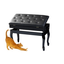 Black Piano Bench with Storage 72x34cm, Compact Rectangular Vanity Stool for Bedroom Music Accessories