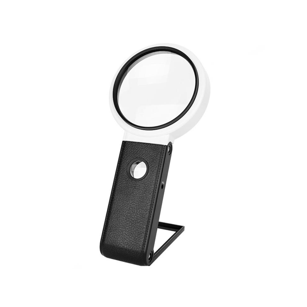Dark 80Mm 6X / 25X Led Folding Desktop Magnifying Glass For Reading Antique Jewelry Identification