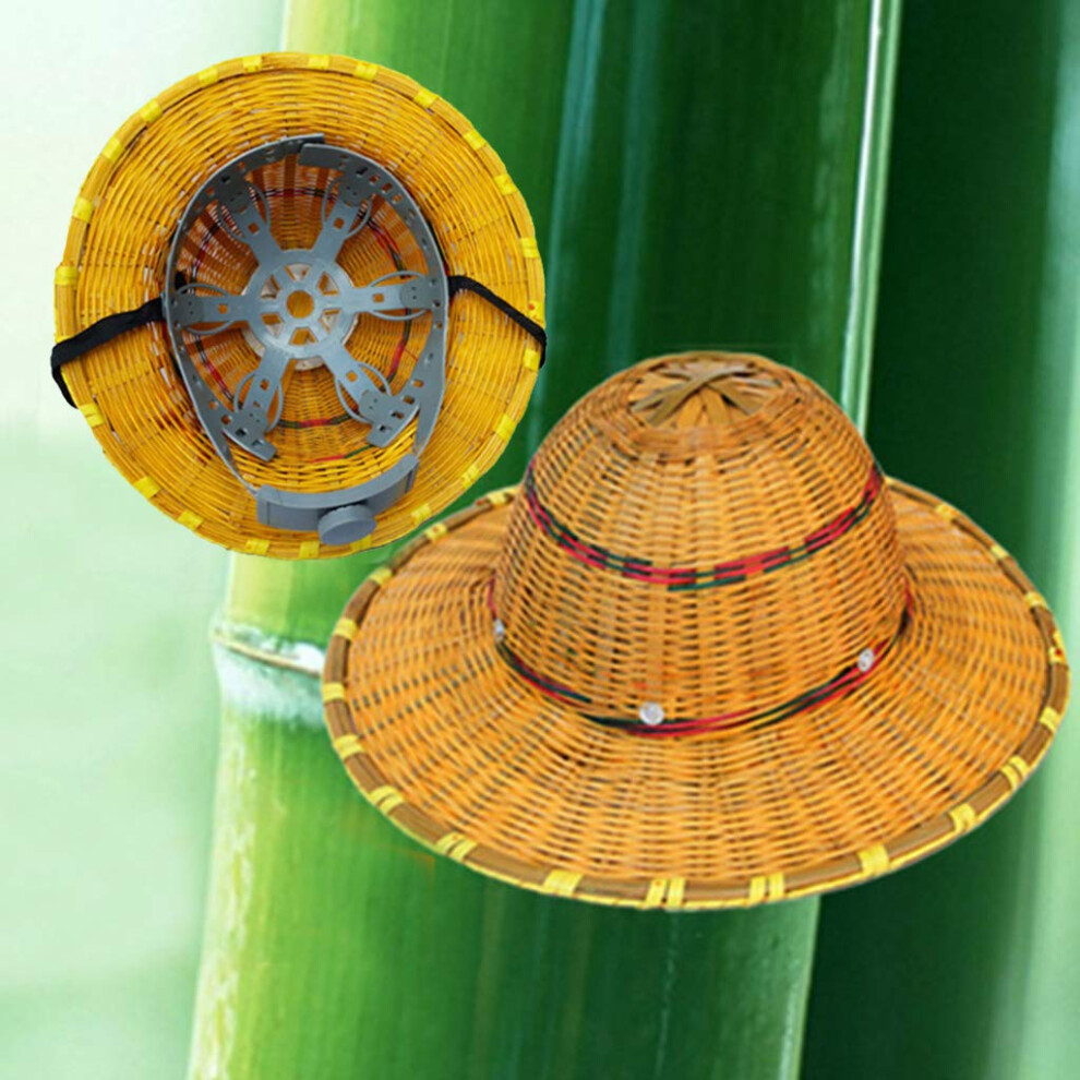 Handwoven Bamboo Safety Helmet With Impactresistant Steel Layer And Oversized Sunshade Brim For Construction 9351714686129