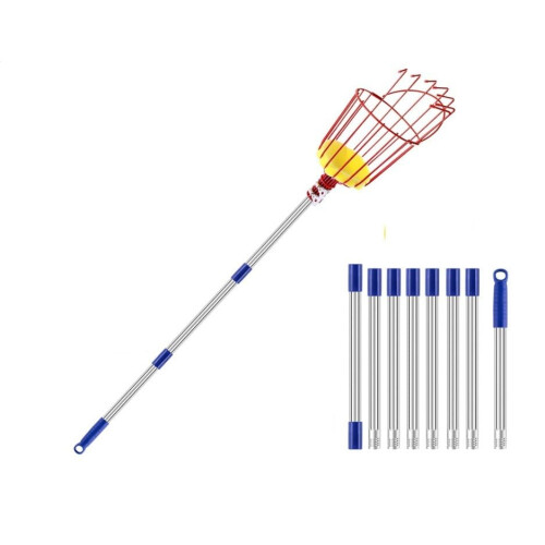 Extendable Fruit Picker Tool with Foldable Detachable Head and Stainless Steel Pole for  Branches