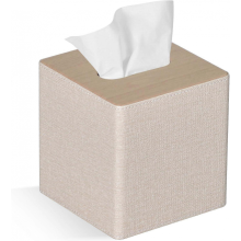 (Beige) Quadratische Kosmetiktuchbox-Hülle aus PU-Leder, passend für Kommode und Badezimmerdekoration - Qin