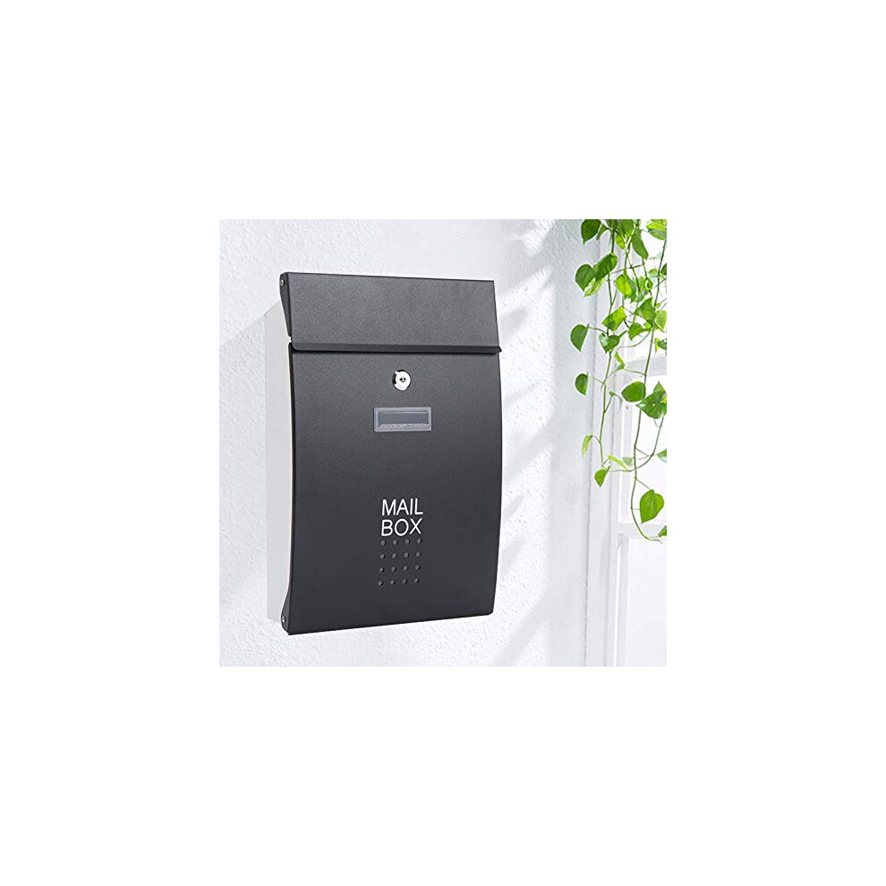 Stainless Steel Wall Mounted Mailbox Black Lockable Weatherproof Letterbox For Home And Garden 9351714686365