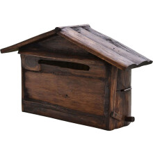 Rustic Solid Wood Wall Mounted Mailbox for Outdoor Garden Home Entrance, Weather Resistant Design