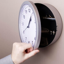 10 Inch Wall Clock with Hidden Safe, Vintage Silent Non Ticking Battery Operated, Silver