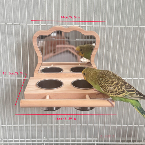 Perchoirs à oiseaux avec miroir et plat à nourriture pour cage, 2