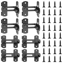 8 Piece Matte Black Stainless Steel Gate Latch Set with Screws, Heavy Duty 180 and 90 Flip Lock for Fence, Barn, Shed