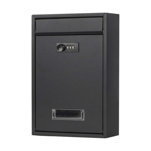 Wall Mounted Locking Mailbox with Combination Lock, Large Capacity Rustproof Iron Mailbox for Home and Office