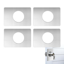 4 Pcs Stainless Steel Door Reinforcement Plate Set for Interior Doors, Deadbolt Hole Cover with Easy Tool Installation, 5.12x3.54 Inch Silver
