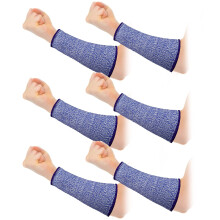 3 Pairs Level 5 Cut Resistant Arm Protection Sleeves for Thin Skin and Bruising, Royal Blue 7.9 Inch