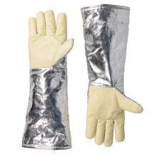 19 Inch Aluminum Foil Aramid Heat Resistant Gloves for BBQ and Welding with Fireproof Palm and Extended Coverage