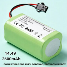 (5200 mAh) Batería de 14,4 V y 2600 mAh de larga duración para piezas de repuesto de aspiradoras Rob