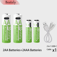(2AA 2AAA) Baterías recargables de iones de litio de 1,5 V AA 13600 mAh + AAA 6800 mAh. Carga rápida