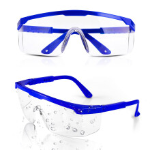 Anti Fog Safety Glasses for Women and Men, Clear Lens Protective Eyewear Goggles with Adjustable Comfortable Fit, Blue