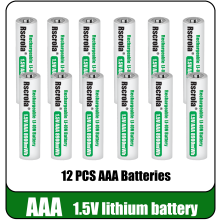 (12 pilas, 1,5 V) Batería recargable universal de iones de litio AAA de 1,5 V y 8900 mWh con carga r