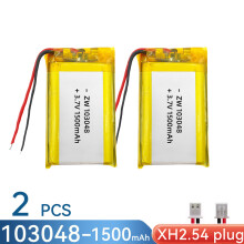 (2 unidades de conector XH2.54) Batería recargable de litio-polímero de litio de 3,7 V 103048 1500 m