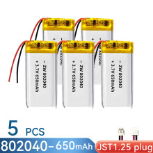 (5 unidades de conector JST1.25) Batería recargable de polímero de iones de litio Li-ion 802040 de 6
