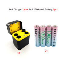 (Juego de 4 pilas AAA de 1300 mWh) Pilas de litio recargables de 1,5 V AA de 3600 mWh y AAA de 1300