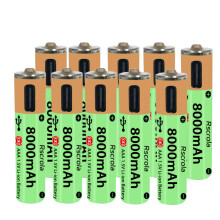 (10Pcs)Large Capacity AAA Li-ion Battery Type-C Port Long-Lasting AAA Rechargeable Battery 1H Fast Charge Over 1200 Cycle Battery Life