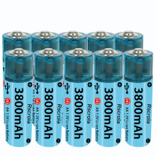 (10 Pcs)Upgraded AA Rechargeable Battery USB Port AA Li-ion Battery Fast Charge Over 1000 Cycle Works in Extreme Temp Low Self Discharge