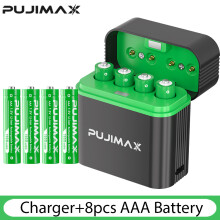 (4 ranuras para 8 pilas AAA, 1,5 V) Batería recargable de iones de litio AAA de 1,5 V y 1100 mWh con