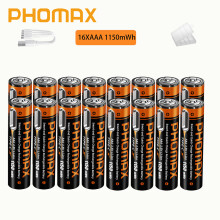 (16 pilas AAA, 1,5 V) Pilas recargables de iones de litio AAA y AA USB de 3400 mWh y 1,5 V (pilas AA