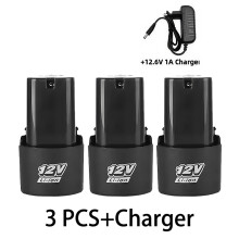 (12V, 3 baterías - Chargei) Batería universal para herramientas, batería de litio recargable de 12V