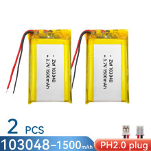 (2 unidades de enchufe PH2.0) Batería recargable de litio-polímero de litio de 3,7 V 103048 1500 mAh