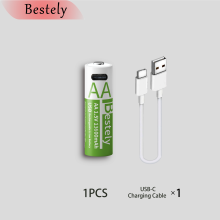 (1 pcs battery)Bestely 1.5V 13600mAh USB AA Lithium ion Rechargeable Battery, Fast Charging Li-ion Akku  , 2000 Cycle with USB- C Port Cables