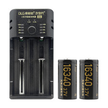 (2 unidades 16340 y D2) Batería recargable 16340 de 3,7 V y 650 mAh CR123 RCR123 de iones de litio