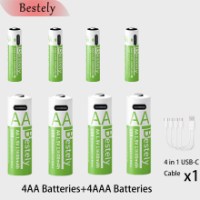 (4AA 4AAA) Baterías recargables de iones de litio de 1,5 V AA 13600 mAh + AAA 6800 mAh. Carga rápida