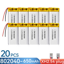 (20 unidades con conector XH2.54) Batería recargable de polímero de iones de litio de 650 mAh y 3,7