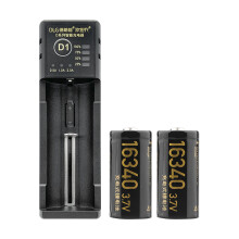 (2pc 16340 and D1)3.7V 650mAh 16340 Rechargeable Battery CR123 RCR123 Li-Ion Btteries