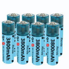 (8 Pcs)Upgraded AA Rechargeable Battery USB Port AA Li-ion Battery Fast Charge Over 1000 Cycle Works in Extreme Temp Low Self Discharge