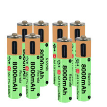 (8Pcs)Large Capacity AAA Li-ion Battery Type-C Port Long-Lasting AAA Rechargeable Battery 1H Fast Charge Over 1200 Cycle Battery Life