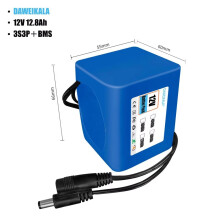 (12V 3S3P)Portable Super 12V 12800mAh Rechargeable Lithium-Ion Battery Pack with 12.6V 30Ah Capacity for CCTV Cameras and Mon