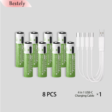 (8 pcs batteries)AAA 6800mAh 1.5V Lithium-ion Batteries High Capacity AAA Rechargeable Li-ion Battery Long Lasting with USB-C Fast Charging Cable