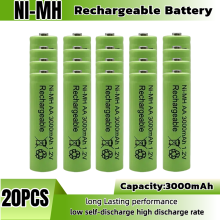 (20 pilas AA, 1,2 V) Pilas recargables AA NiMH de alta capacidad de 1,2 V y 3000 mAh, paquete de 8 u